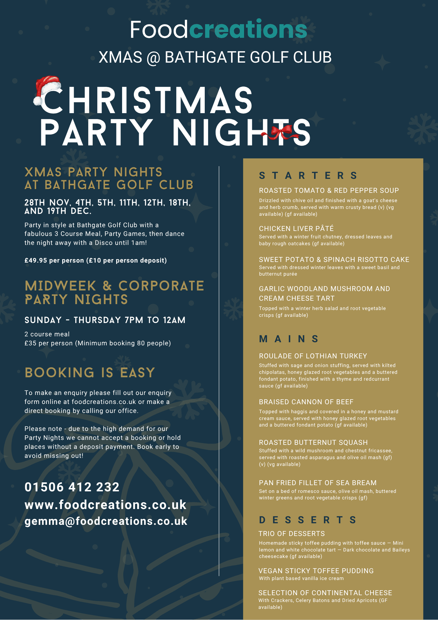 FC XMAS Menu Events